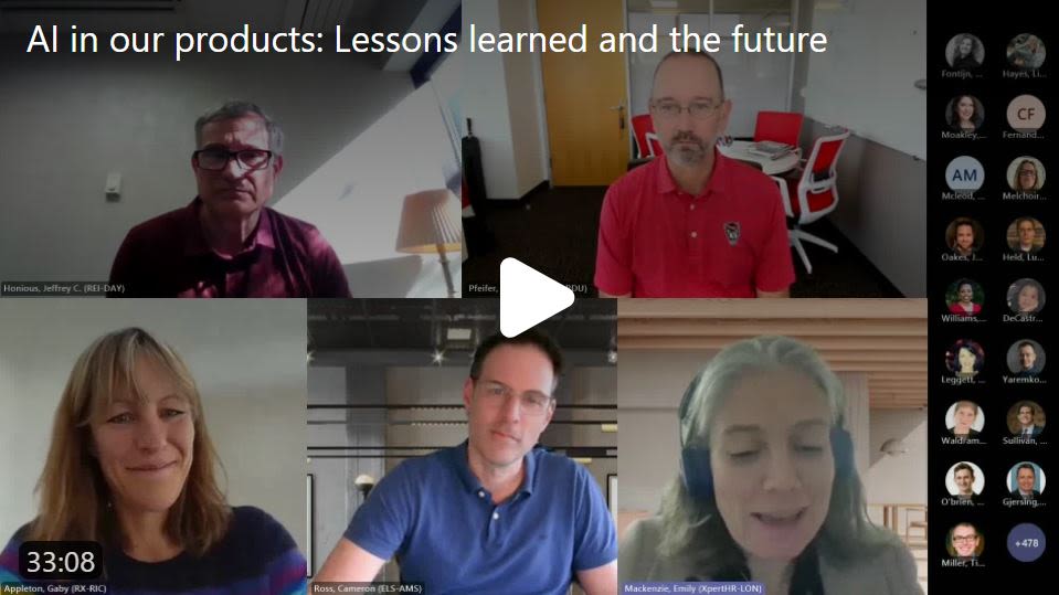 Screenshot of virtual meeting room, showing five panel speakers